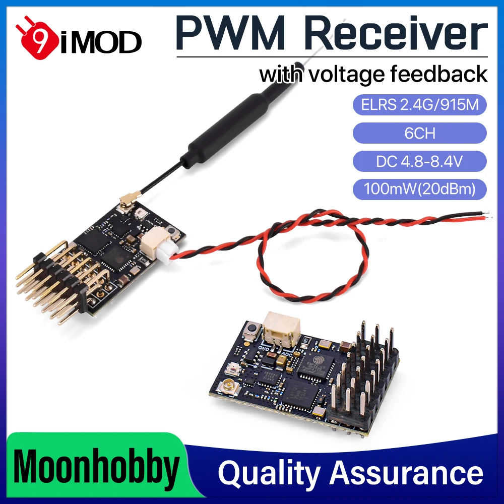 9IMOD 2.4G/915M Dual Band Receiver PWM Receiver 6CH 100mW with Voltage Feedback For FPV