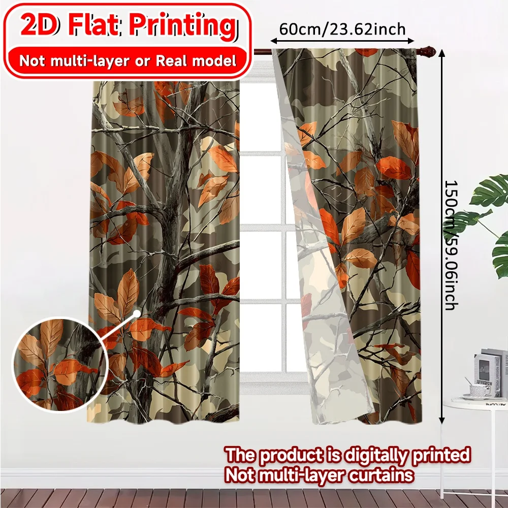 2D Flat Printing,2pcs Autumn Tangle Modern Curtain Fabric Prints Light Filtering Curtains Outdoor Decorations Ldeal for Room,