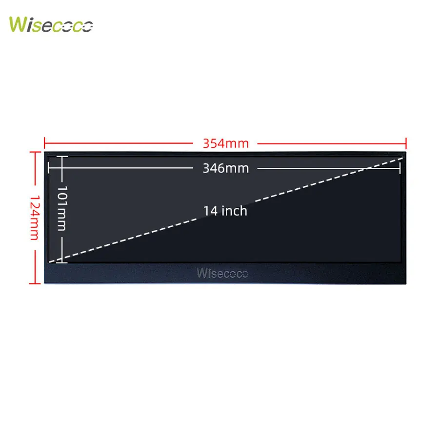 Wisecoco 14 Inch 3840x1100 Stretched Bar Touch Portable Monitor Gaming Aida64 Display Raspberry Pi LCD Monitors CPU Extra