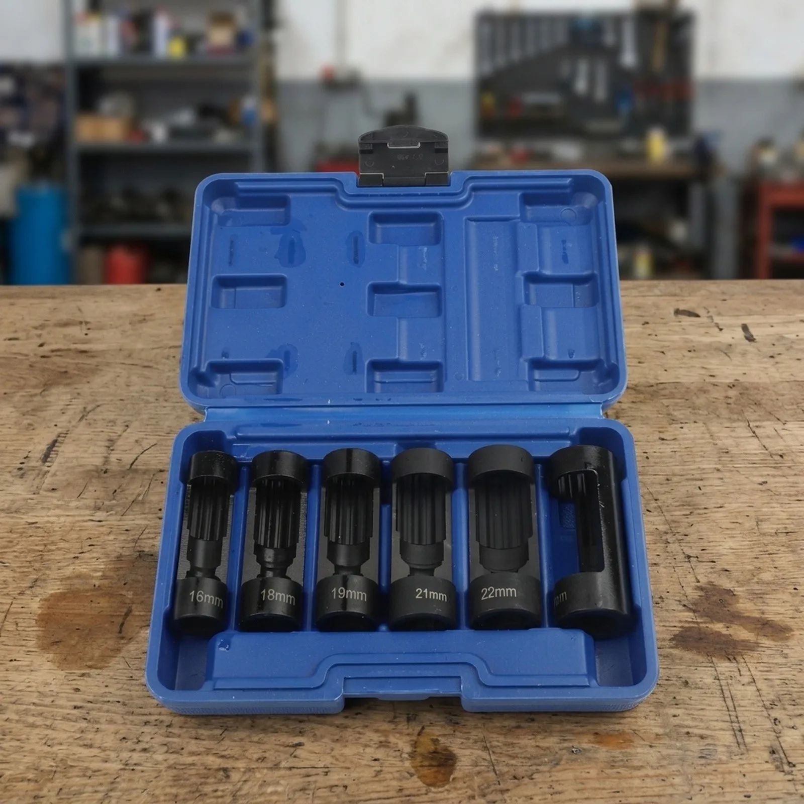 6 Piece Metric Socket Set Designed for Shock Absorber Nut Removal Using Chromium Alloy Steel and Phosphated Treatment