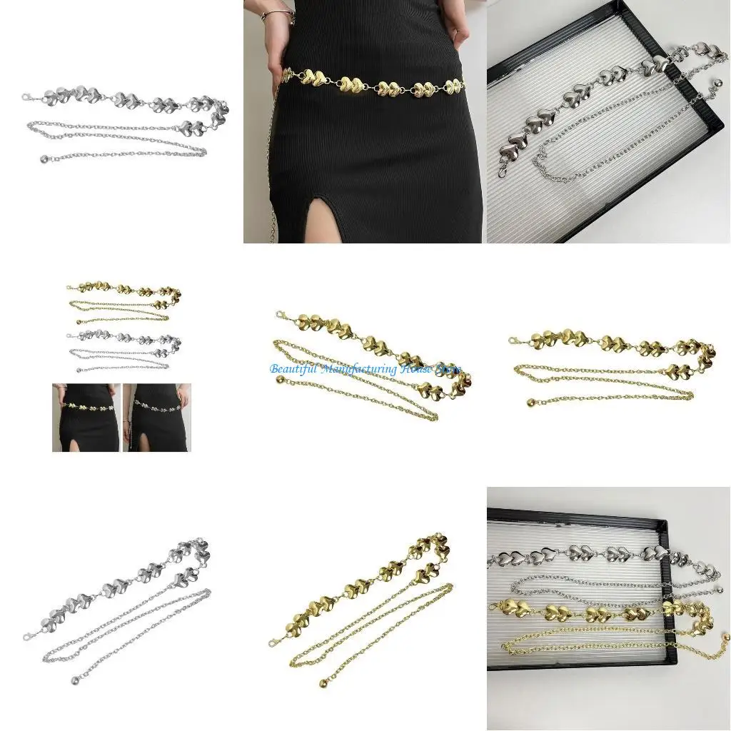 

E56A Golden Belly Chain Heart Waist Chain for Dress Chain Sexy Belt Waist Chain