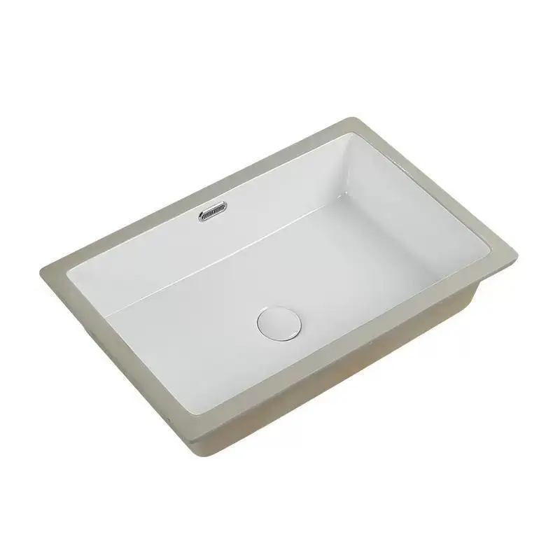 

Large capacity flat bottom square under the counter basin ceramic embedded wash basin single