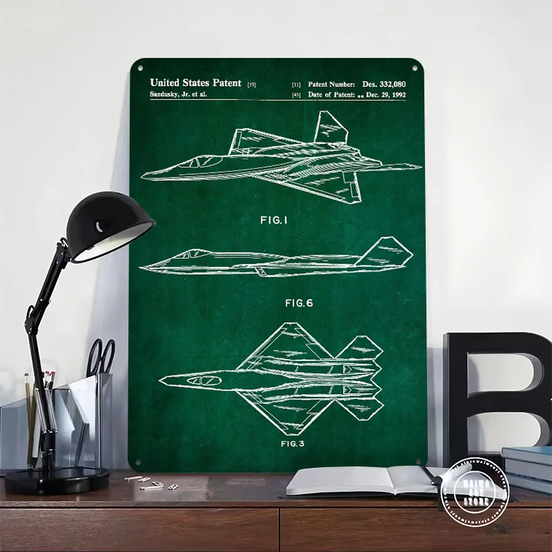 22 YF23 Airplane Patent 3D Texture Metal Poster Customized Wall Art Tin Sign Gift for Mancave Decoration Room Decor Luxury Home