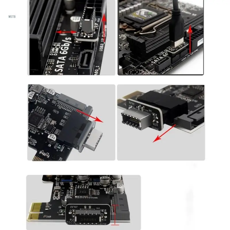 Vertical Header Splitter Adapter USB Front Panel Type-E Female to 19-Pin Male for Motherboard Dropship