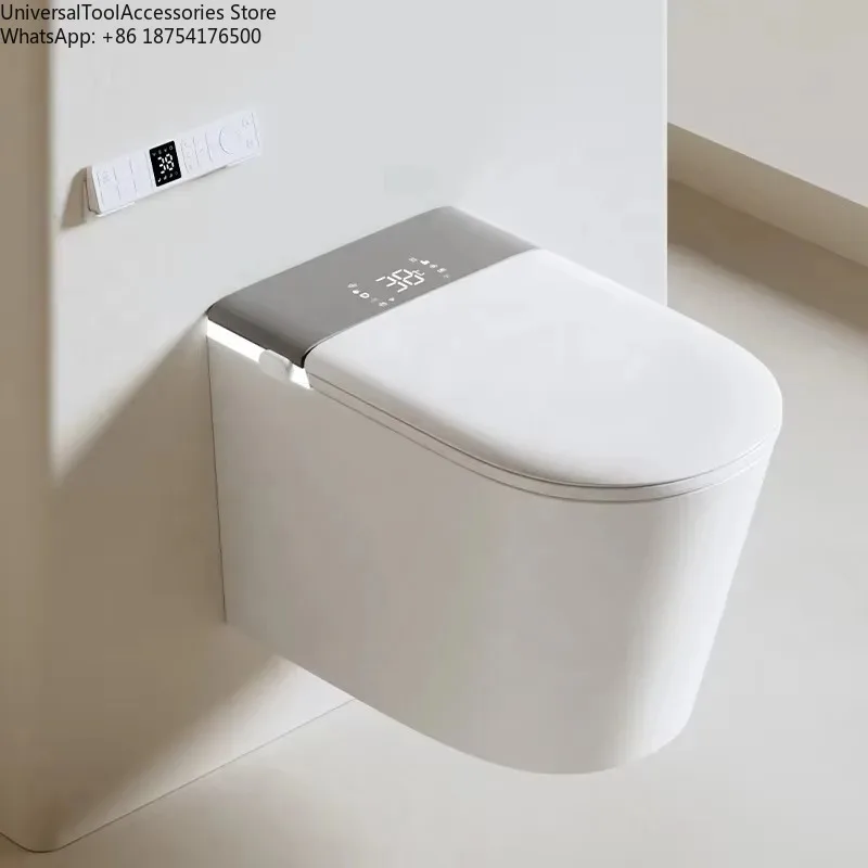 Wall Mounted Rimless Toilet Bidet with Self Cleaning P Trap Automatic Wall Hung WC Suspended Modern Bathroom Sink Faucet System