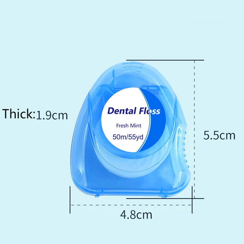 50 m/scatola stuzzicadenti filo interdentale menta Superfine cera ad alta resistenza alla trazione igiene orale pulizia dei denti Flosser