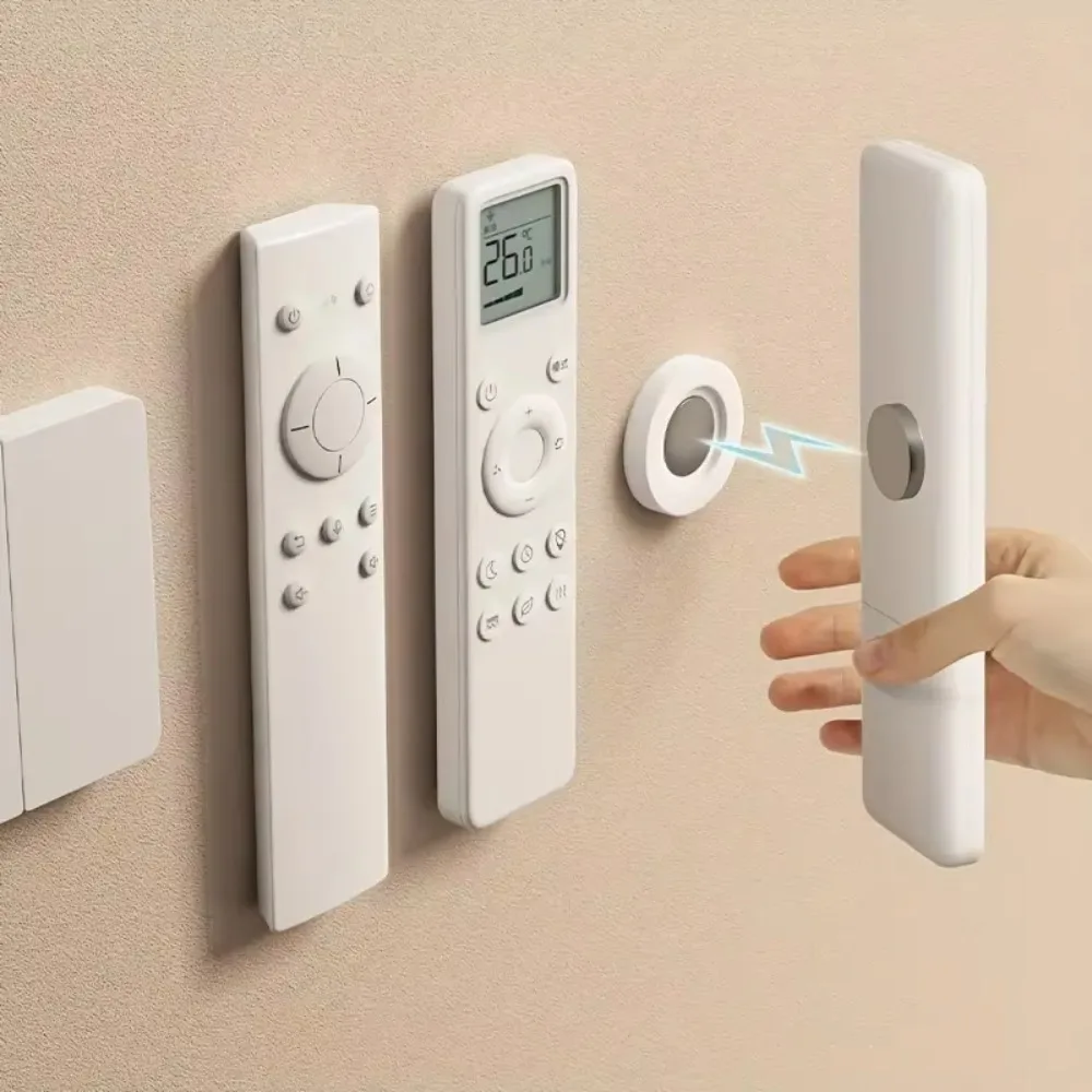 5/20pcs No Drill Magnetic Remote Holder - Wall Mount for TV/AC/DVD Remotes, White Socket Holder Space-Saving Design