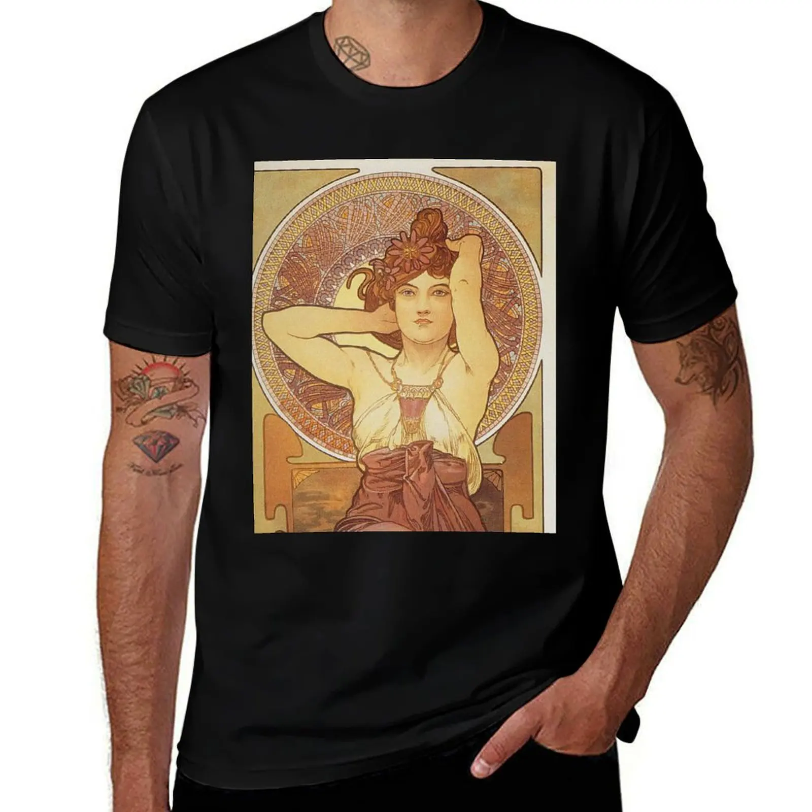 Alphonse Mucha - Amethyst T-Shirt Relaxed Fit Casual Short Sleeve Top T-Shirt