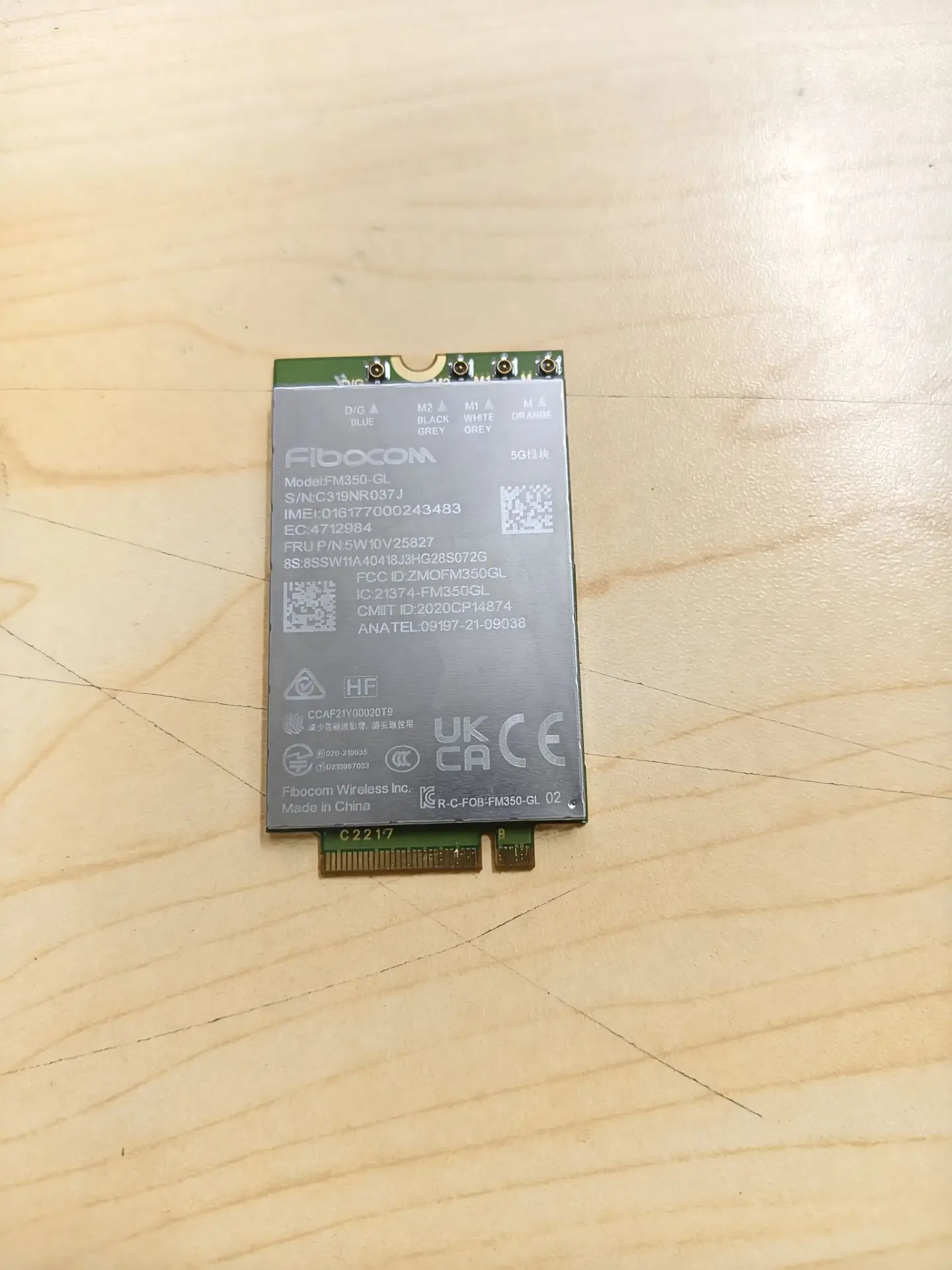 Used FM350-GL 5G NR M.2 Sub6 Module FRU 5W10V25827 for P1 Gen5 T14s Gen3 X13 Gen3 X1 Carbon 10th Gen X1 Yoga 7th Gen