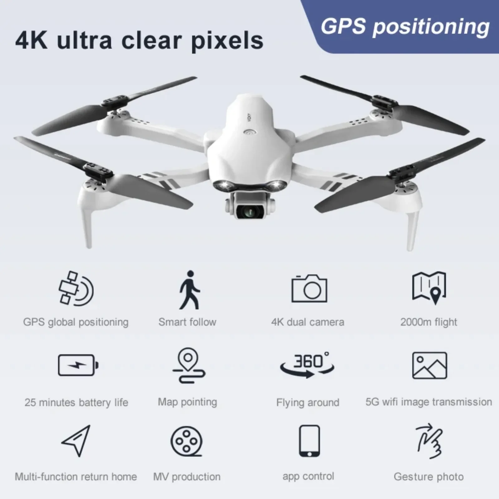 F10 RC Drone GPS 4K HD Dual Camera Wide-Angle 5G WIFI Fpv Quadcopter Brushless Motor Foldable Obstacle Avoidance Aerial UAV