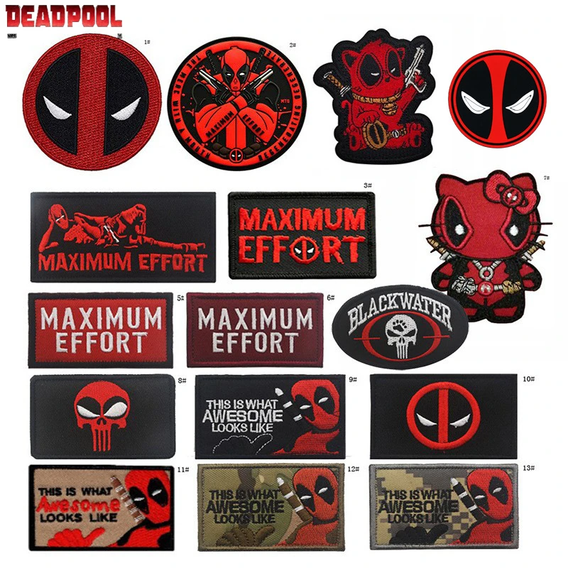 Marvel Deadpool Peripheral Anime Armband Patches Decoration Sticker on Deadpool Cartoon Magic Stickers Clothing Velcro Patches