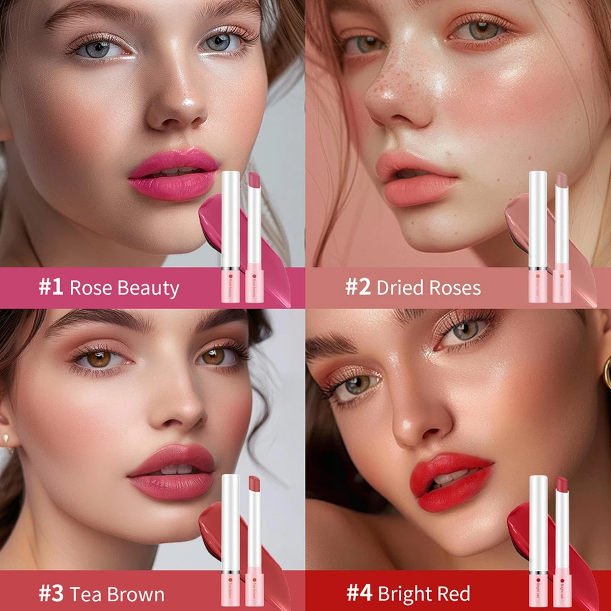 4Pcs/Set Matte Lipstick Glossy 24 Hour Lasting Lip Tint Stain Set Lana Del Rey Long Lasting Lipstick Women Lips Makeup Tool