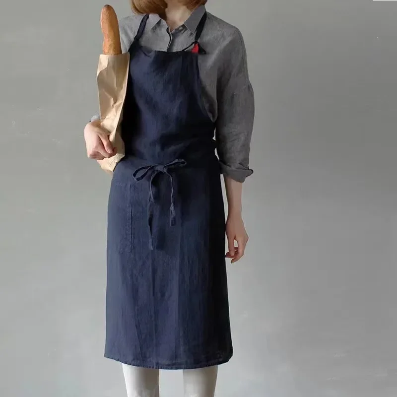 Cotton and Linen Apron Japanese and Korean Kitchen Fine Arts Unisex Hip Wrap Apron Kitchen Apron Kitchen Useful  Accessories