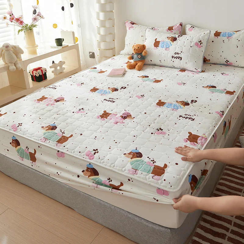 100%Waterproof Quilted Mattress Cover Thickened Fitted Sheet Printed Bed Cover Twin/Queen/King Comfortable fundas de colchón
