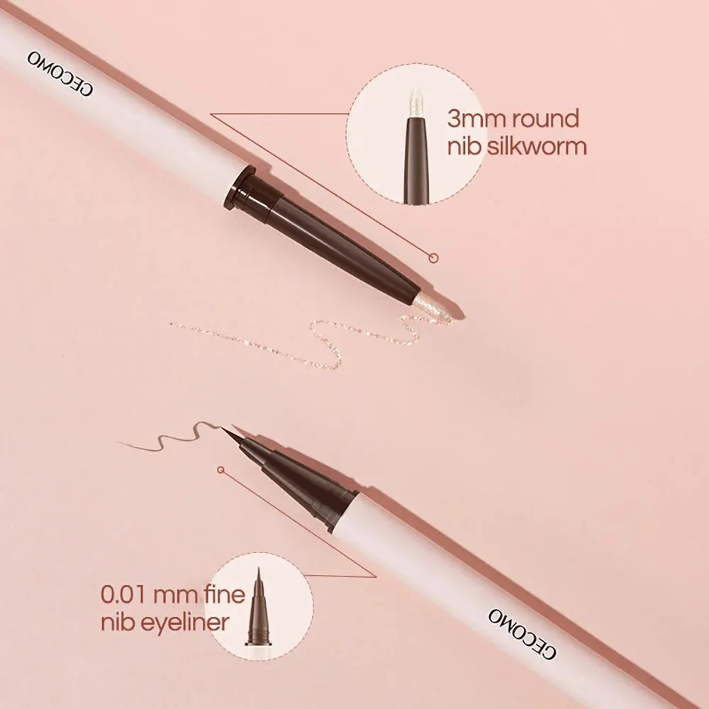 Matita per baco da seta a doppia estremità GECOMO con trucco per ombretto luccicante per Eyeliner da 0.01mm