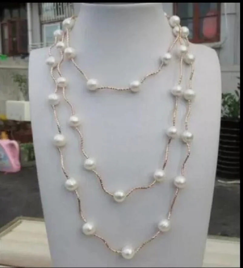 50 inch 8-9mm AAAA perfect Akoya white pearl necklace 14kp Gold Clasp