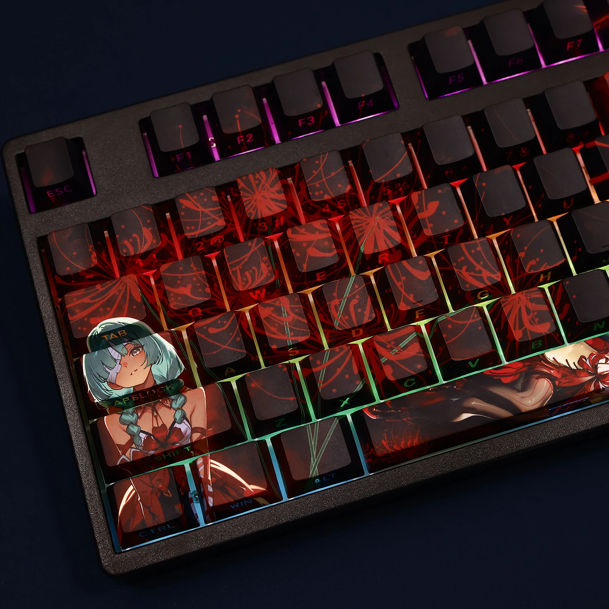 Phrolova 108 Keycap Wuthering Waves PBT DYE Sublimation Light Transmitting Cherry Cross Axis Switch for Mechanical Keyboard Gift