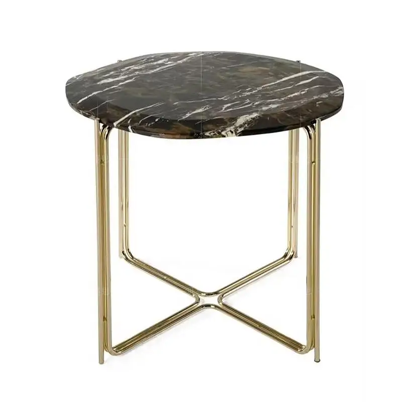 

Italian light luxury marble edge table, modern living room home stainless steel creative corner table