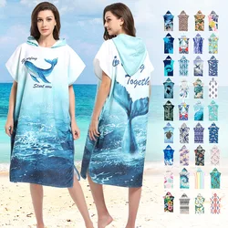 Toalla de secado rápido para buceo, bata cambiante para Surf, Poncho, toalla con capucha, bata de baño absorbente de sudor de microfibra