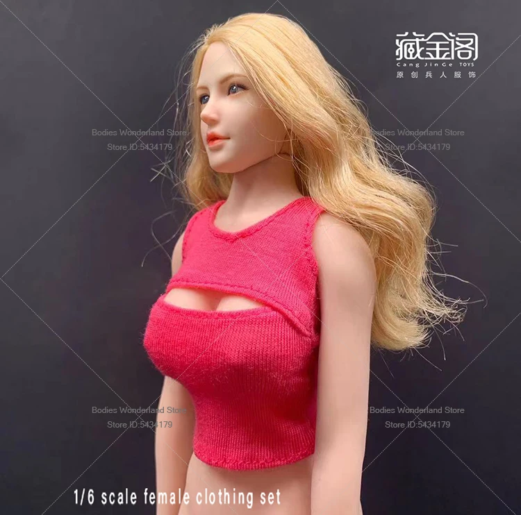 手作り 1/6 スケール女性兵士弾性オープン胸下着ベストモデル服 12 インチ PH UD LD アクションフィギュア人形