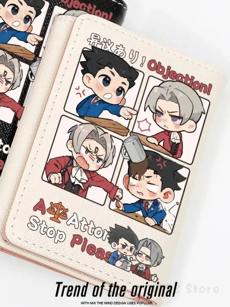 Nouveau Porte-cartes triple Ace Phoenix Wright Miles Edgeworth pour étudiants, Porte-cartes d'identité pour filles, Porte-monnaie, Sacs pour femmes