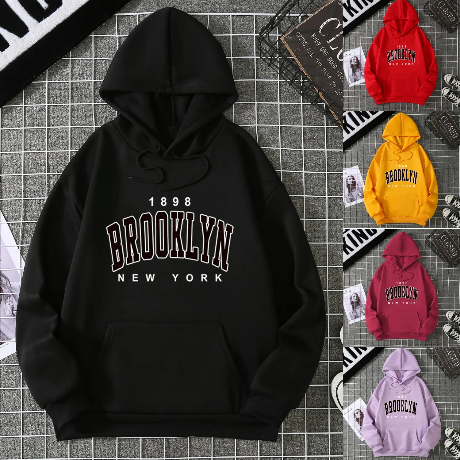 冬の新作レディースフーディー、ハイストリートユニセックススタイル、ダブルポケットスウェットシャツ、アウターウェア、プラスサイズ女性服