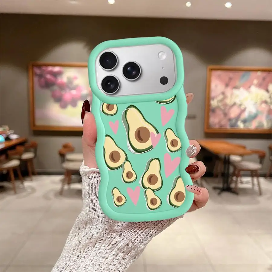 حافظة فواكه الأفوكادو لهاتف آيفون 8 14 11 XR 16 Pro Max 12 17 Air 15 Plus 13 غطاء هاتف ناعم