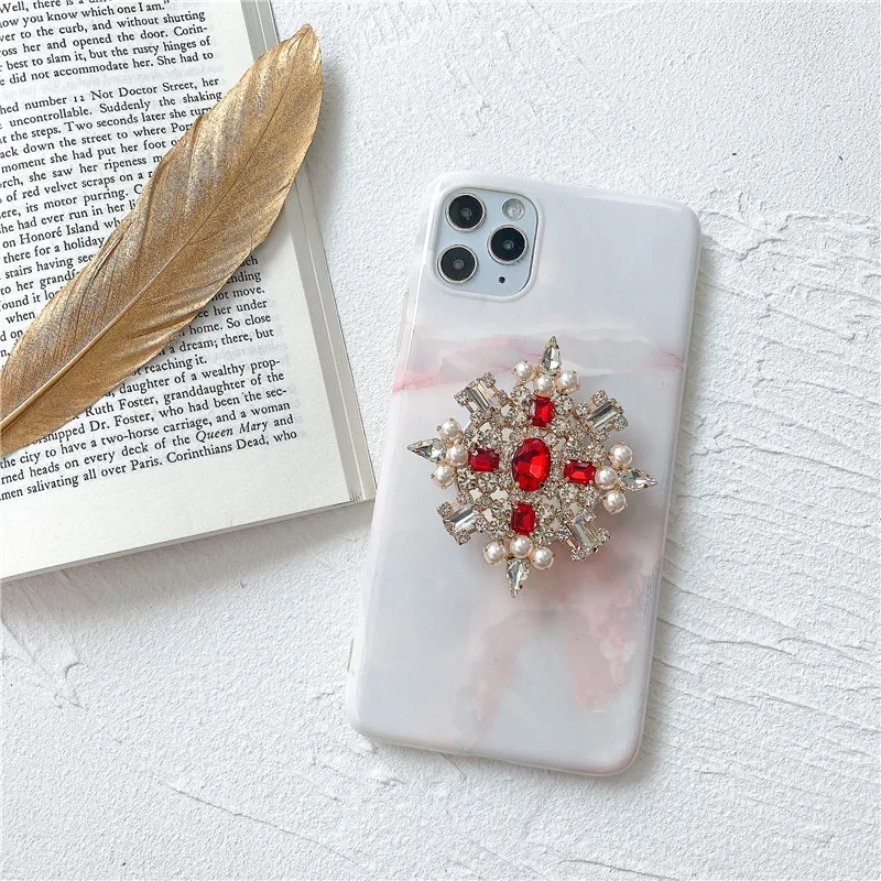 Luxo pérola strass diamante telescópico airbag suporte galvanizado espelho suporte do telefone desktop preguiçoso pessoa suporte