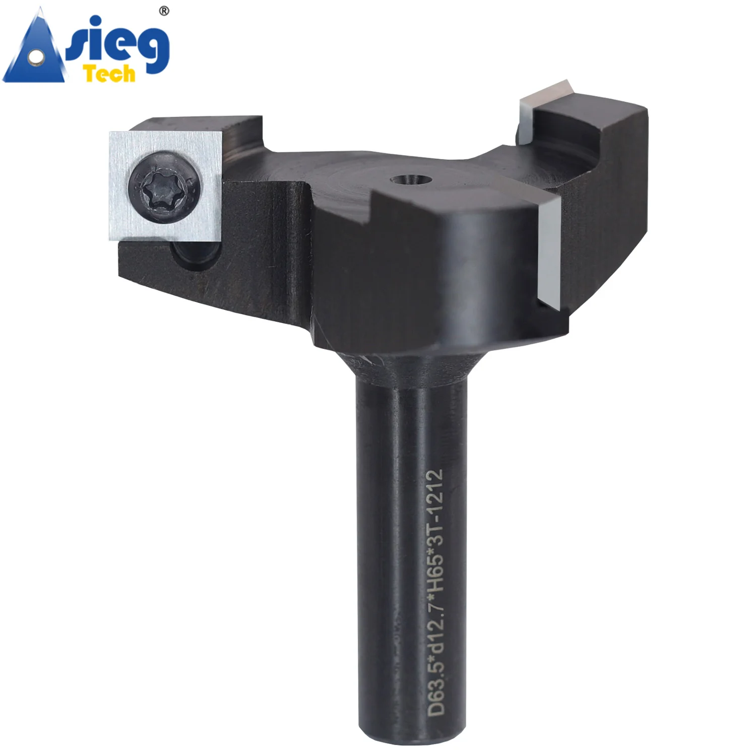 1/2inch Shank Router Bit 63.5mm Cut Diameter Slab Surfacing Wood Flattening Milling Cutter 3-Wing Planer Bit Replaceable Inserts