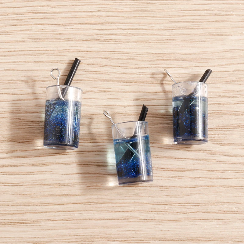 Tusember 10 Stück Harz-Anhänger in Form von Sprudelwasserflaschen, Saft- und Milchtee-Flaschen für Schmuck, DIY-Ohrringe, Halsketten und Schlüsselanhänger – Detail 4