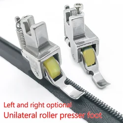 1pcs flat car left and right side zipper roller presser foot  sewing machine leather cotton coat down steel half wheel presser f