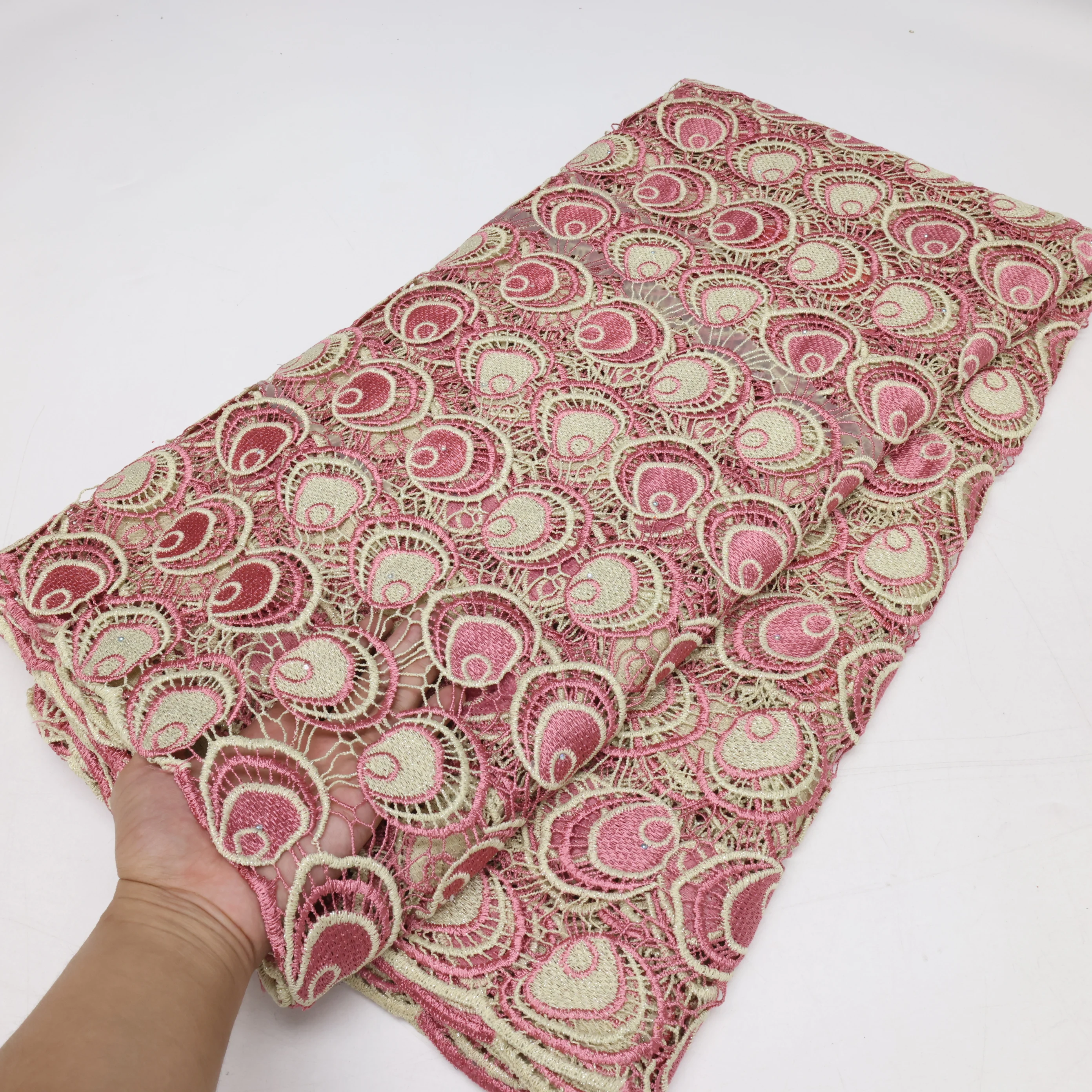 قماش دانتيل أفريقي قابل للذوبان في الماء 2024 قماش دانتيل بحبل جبر فرنسي عالي الجودة لفساتين الزفاف النسائية