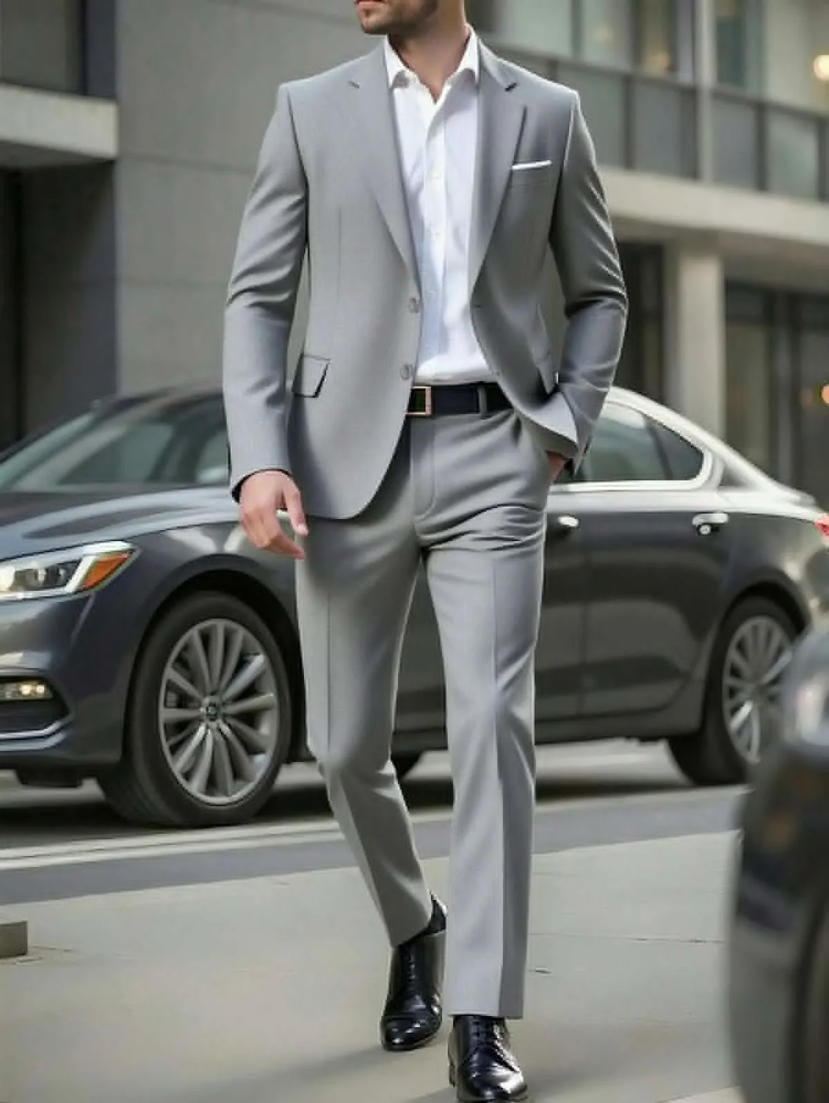 

Business Men's 2 Piece Tuxedo Set Blazer Pants Groom Groomsman Wedding Party Prom Formal Occasion Male Suit