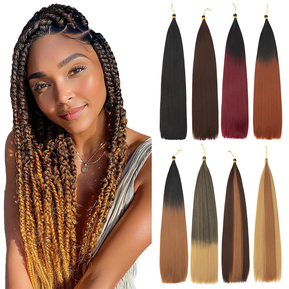 

30-Inch Straight Hair Extensions — Synthetic Braiding Hair; Soft Synthetic Hair Bundles for Crochet Braids — Women's Hair Extens