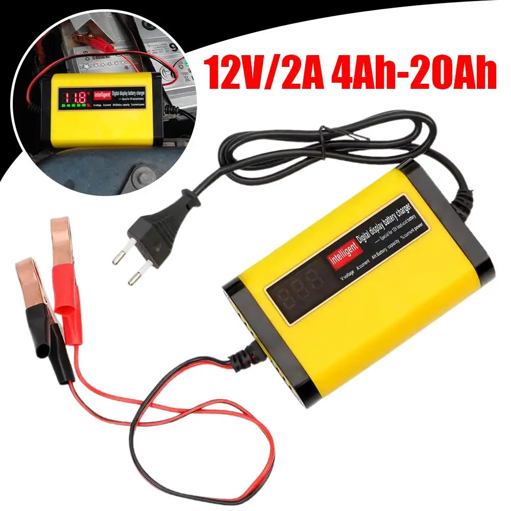 

2A Intelligent Fast Power Motorcycle Battery Charger Display Stages Charging Safe Digital LCD Voltage Battery Car 3 R0T5