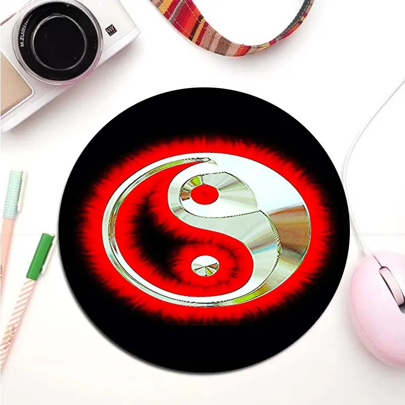 Tai Chi Yin and Yang Mousepad Office Business Home Decoration Mats Laptop Component Custom Pads Rubber Anti-slip Round Table Mat