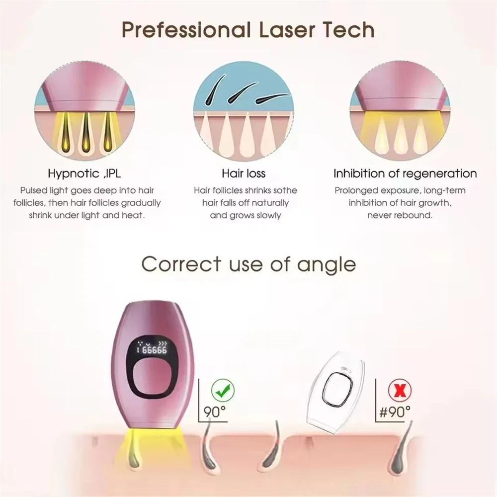 Handheld Laser Hair Removal 999999 Flashes Painless High-frequency Female Permanent Epilator Electric Depilador Laser image 4