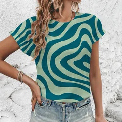 Women's T-Shirt Fashion Retro Geometric Pattern Print T-Shirt Women's Leisure Short Sleeve T-Shirt 2024 Summer Popular T-Shirt