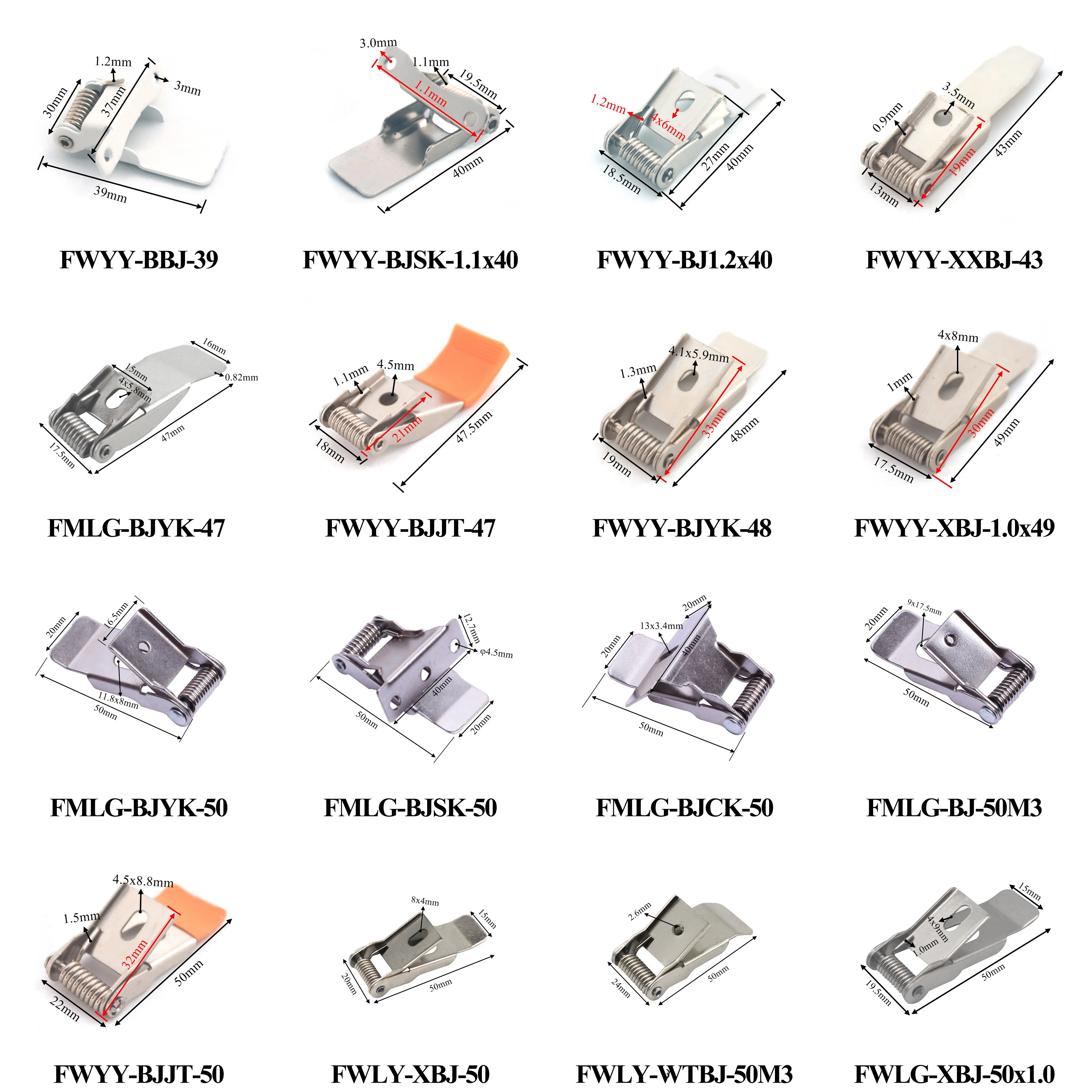 100Pieces Manufacturer Nickel Plated Flat Metal Panel Pushing Clips For Downlight Spring Plate Clip