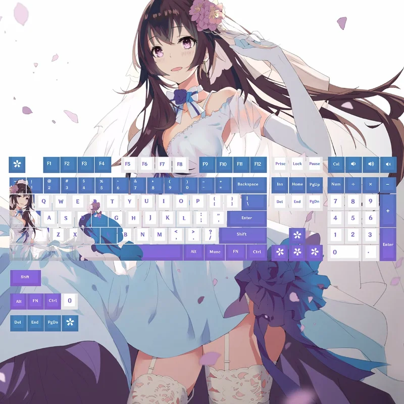 

MiFuny Anime Bride Theme Keycaps Cute Girl PBT 118keys Cherry Profile Key Caps for Mechanical Keyboard Custom Game Cartoon Gifts