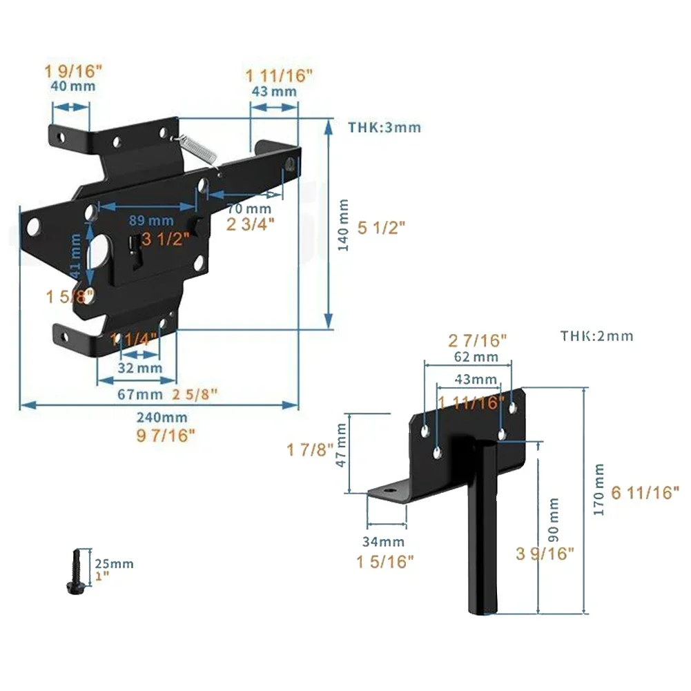 Imagem -05 - Trava de Porta com Travamento Automático Resistente Montagem em Poste Alavanca de Gravidade Automática Trava de Porta Cerca de Jardim Dobradiças Ferragens Ferramentas para Casa