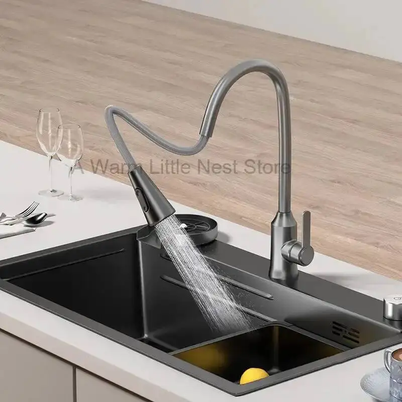 

Минималистичные металлические итальянские кухонные мойки с тремя отверстиями и дозатором для мыла, креативный дизайн, для дома и бизнеса