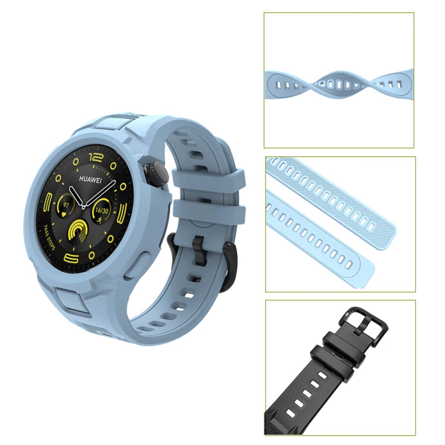 Strap For Huawei Watch GT 3 4 5 41mm 46mm High Quality Silicone Watchband Strap For Huawei GT 3 4 5 41mm 46mm With Full Case