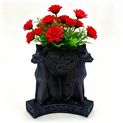 New silicone mold, three sides of black cat vase, diy concrete, resin, gypsum, flowerpot mold, Halloween decoration tools