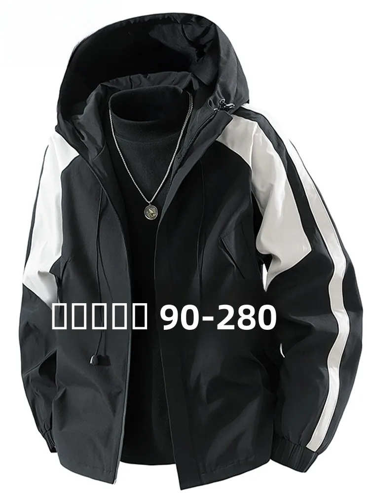 

Mo Cha Tidal Brand Loose Fit Hooded Jaet Men's Spring Autumn plus Size Outerwear Casual Sle Polyester Fiber Warmth