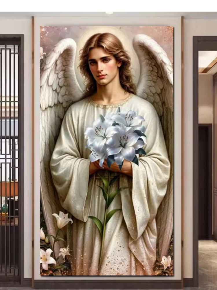 

5D Diy Алмазная картина Белый ангел Девушка Человек Молитесь Цветы Полная квадратная круглая мозаика Горный хрусталь Вышивка крестиком Домашний декор