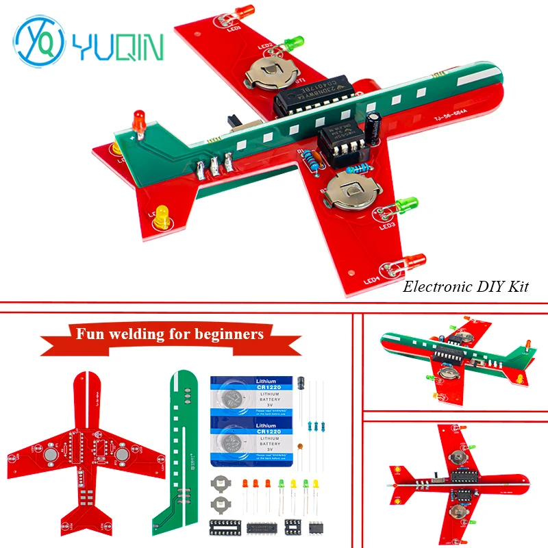 Electronic DIY Small Aircraft Flash Circuit Flowing Light Kit CD4017 Fun Electronic Manufacturing Welding Practice Circuit Board