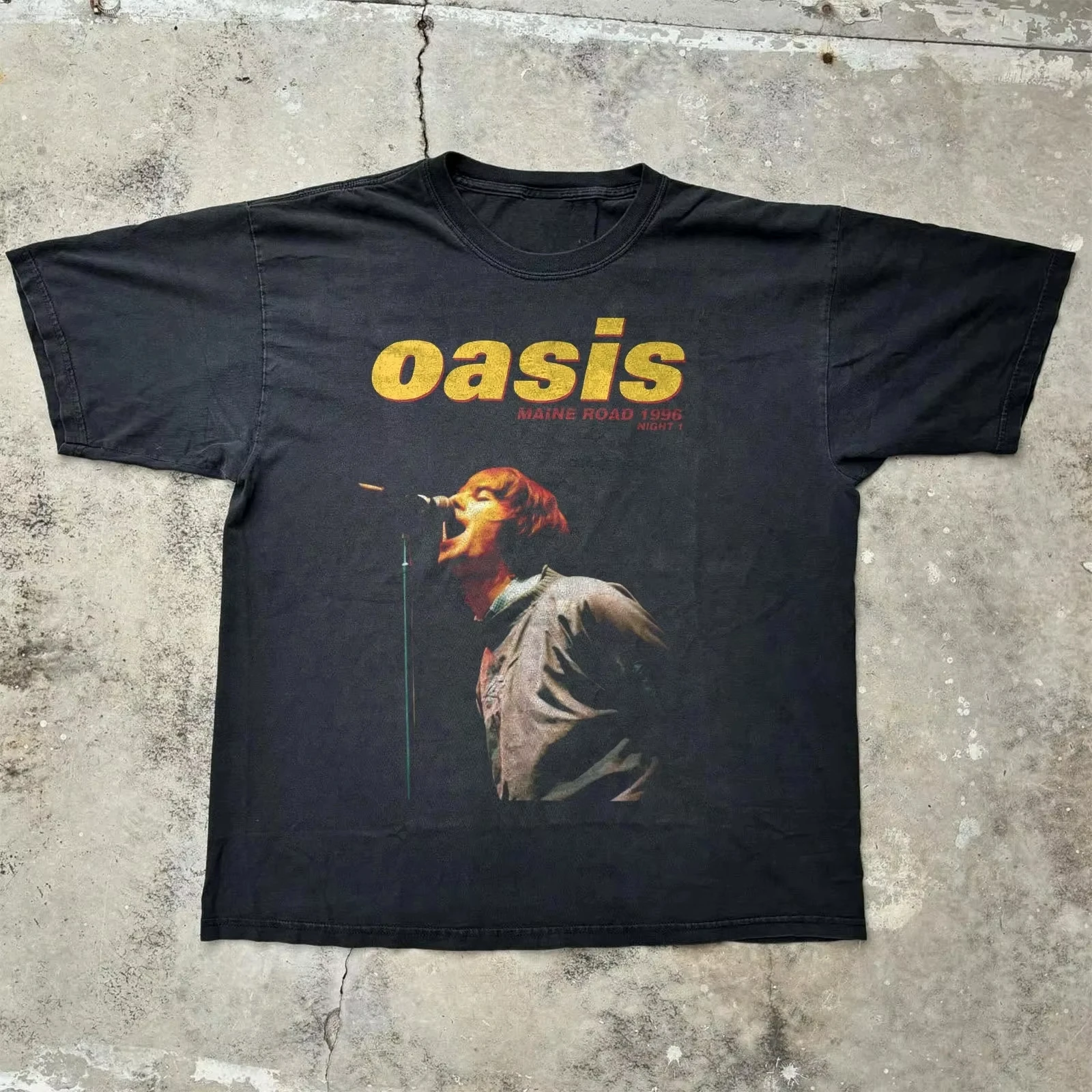 Men's Summer Vintage Oasis Band T Shirt Cotton Breathable Tee Men's and Women's Round Neck Streetwear Y2K Short Sleeve T-shirt