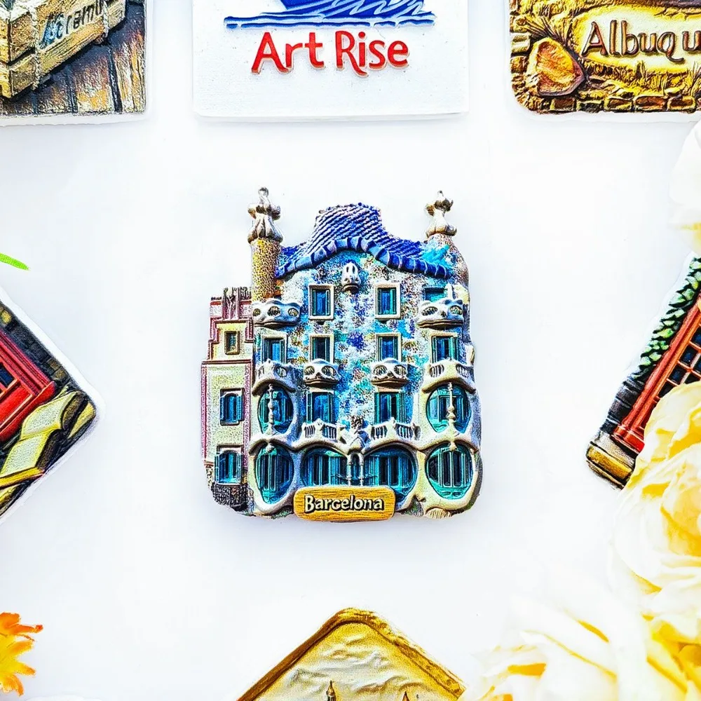Beautiful 3D Barcelona Spain Fridge Magnet, Resin Souvenir for Refrigerator, Unique Spanish Travel Memory Gift & Home Decor