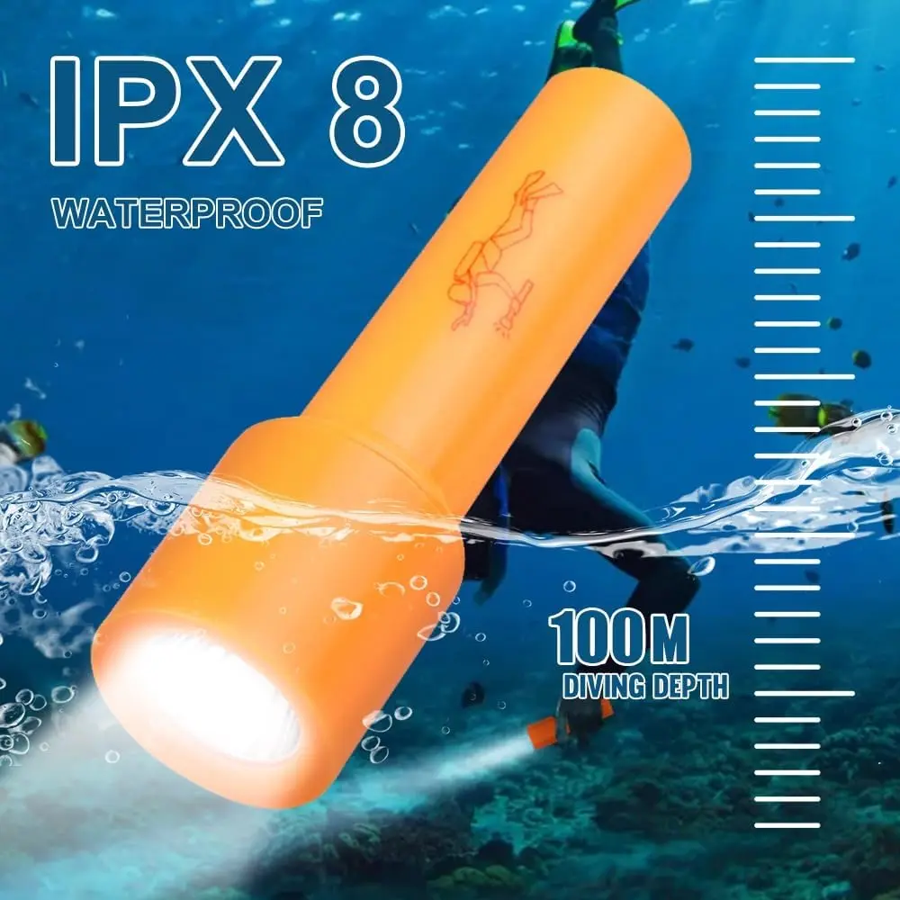 1-3 PCS Scuba Diving Flashlight Dive Torch Underwater Lights Waterproof Flashlights Safety Dive Lights for Night Diving